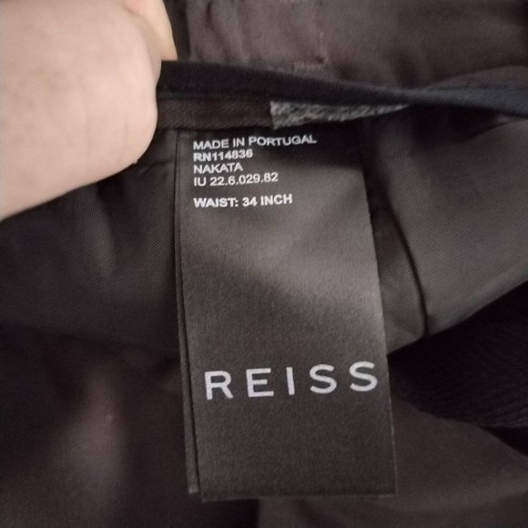 Reiss Trousers Mens 34 (34x28) Dark Aubergine Wool Nakata Drawstring Relaxed - Picture 2 of 16